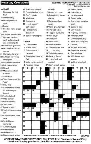 Crossword puzzles for Week of June 1 2025 Multimedia dcourier com