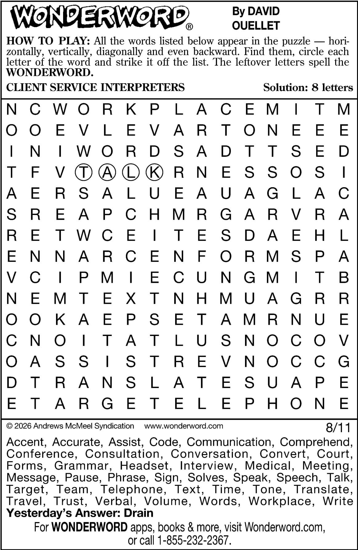 邦楽 Eve WonderWord Wonderword puzzles for Week of Aug. 9, 2026 | Multimedia