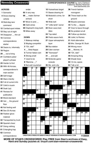 Crossword puzzles for Week of Nov 17 2024 Multimedia dcourier com