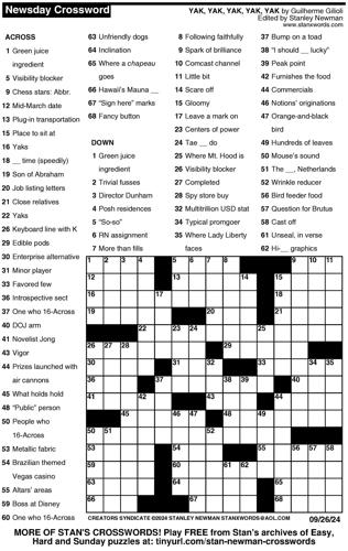 Crossword puzzles for Week of Sept 22 2024 Multimedia dcourier com