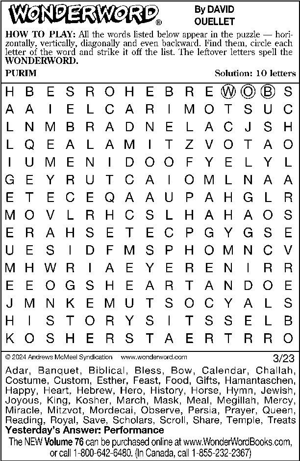 Wonderword puzzles Week of March - 661fffc0a67d3.image