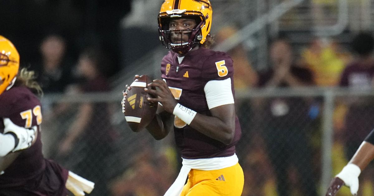 B Rashada Rashada throws for two TDs, Arizona State earns storm-delayed 24-21 win ...