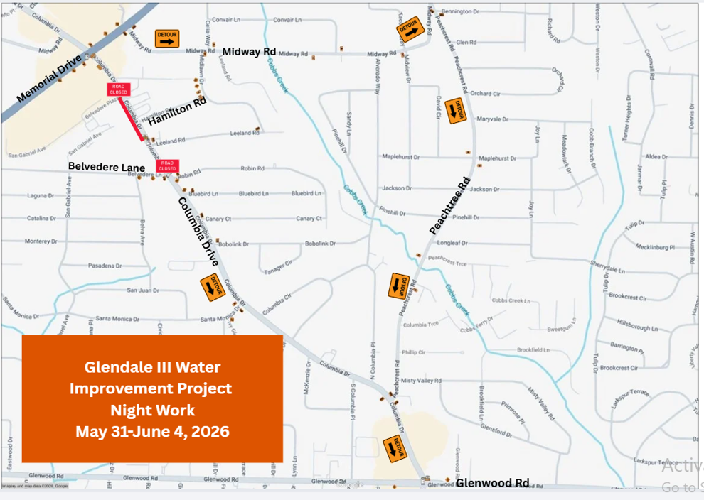 Night work on Columbia Drive scheduled for May 31-June 4