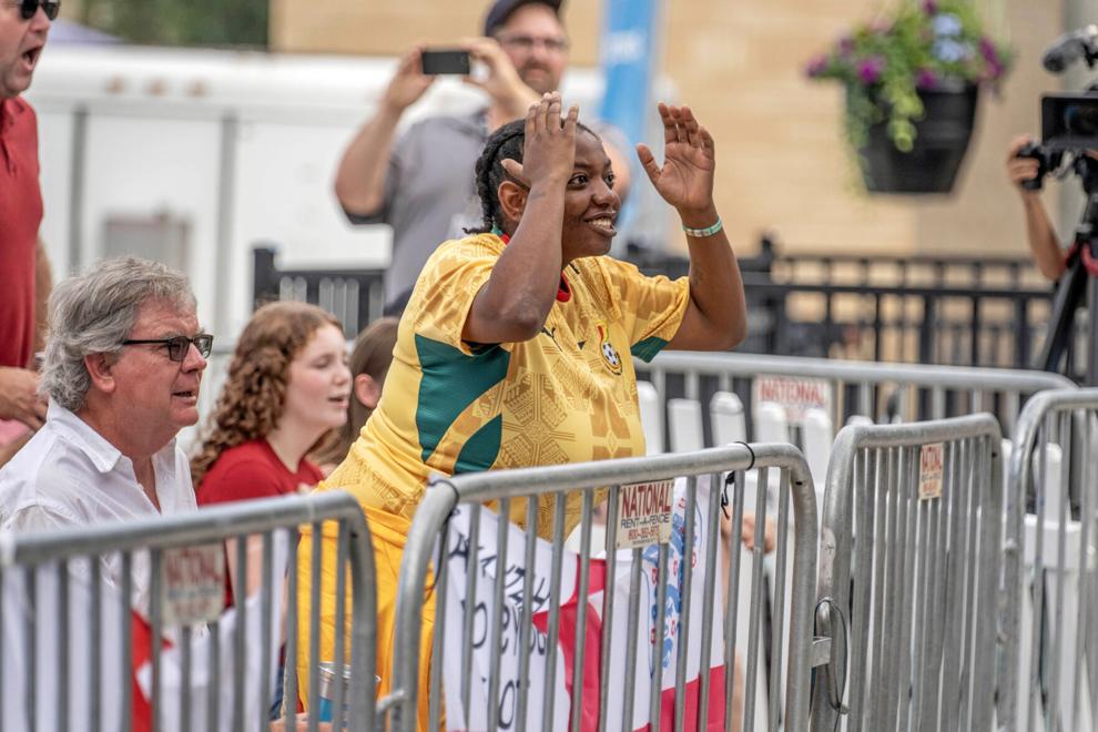 Soccer fans gather on Square to watch England vs. Ghana