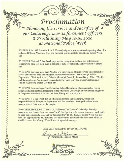 Police Week Proclamation 2020 Deltacountyindependent Com