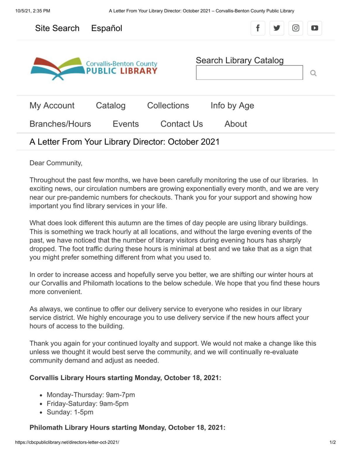Library letter