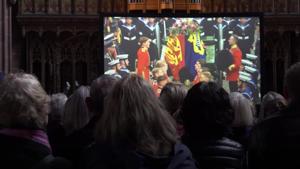 People gather to watch Queen's state funeral at Manchester Cathedral