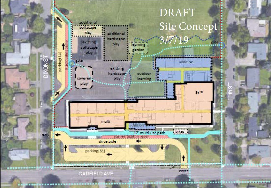 District unveils preliminary site plan for Garfield renovations Local