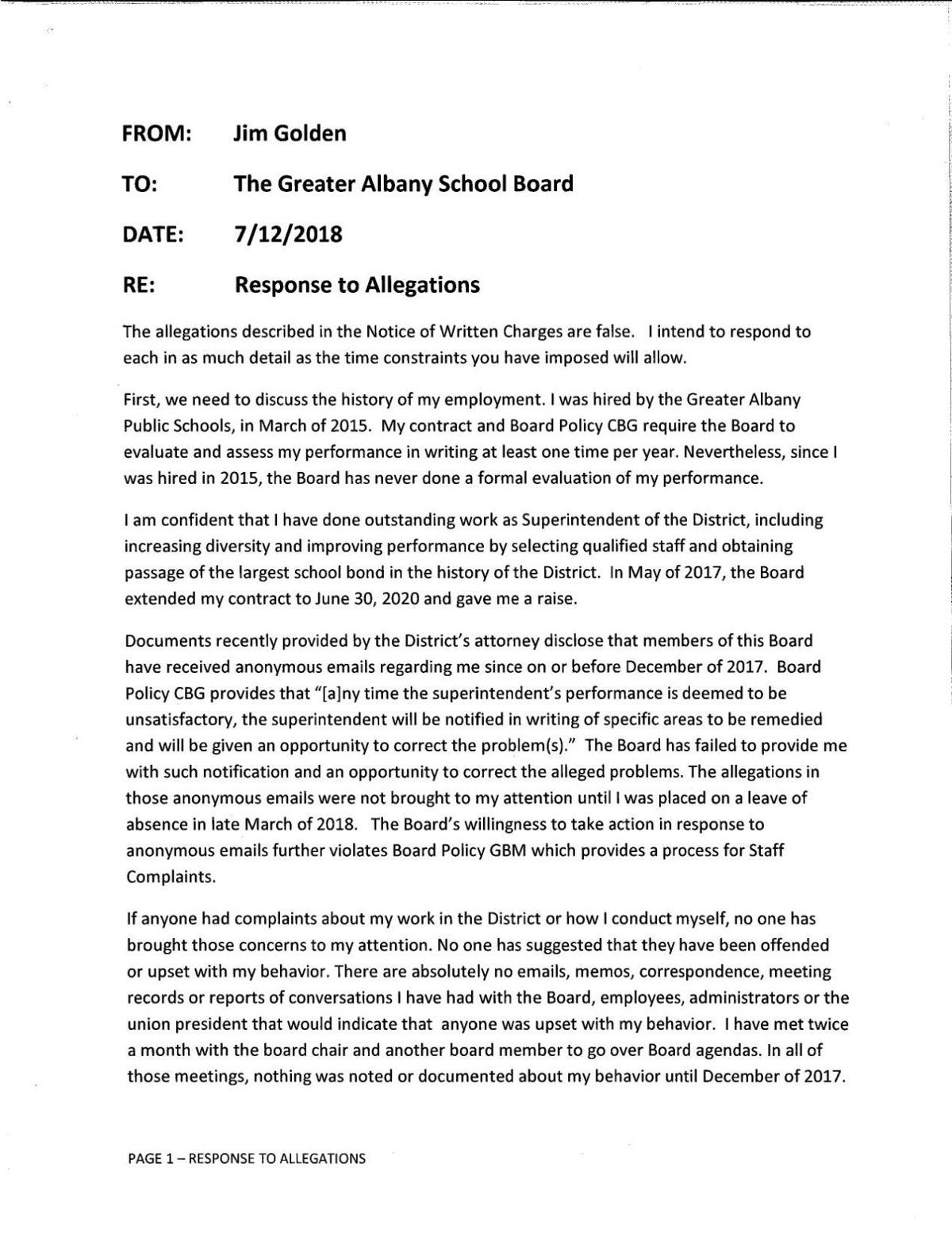 Golden - Response to Allegations 07-12-18.pdf ...