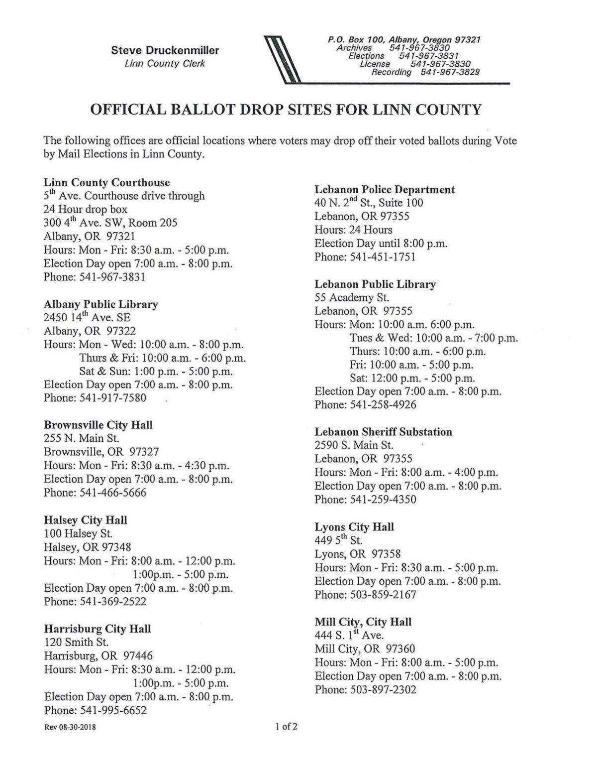 Linn County ballot dropoff locations