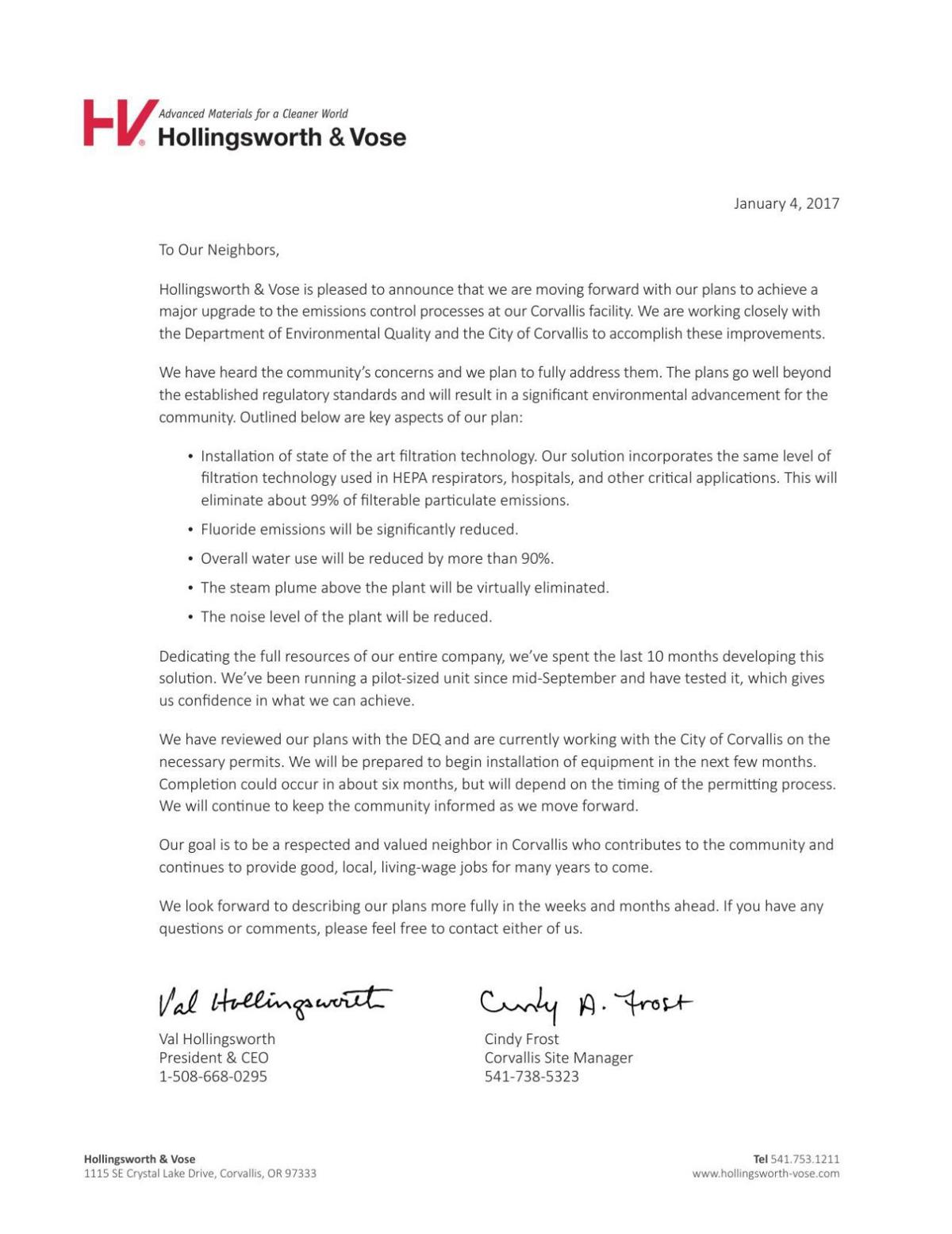 H&V letter