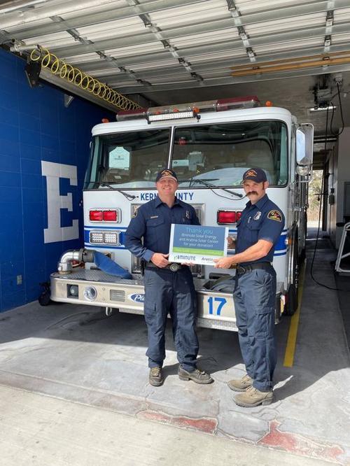 KC Fire Station 17 in Boron gets $2,500 donation from Aratina Solar for new fitness equipment at the station_
