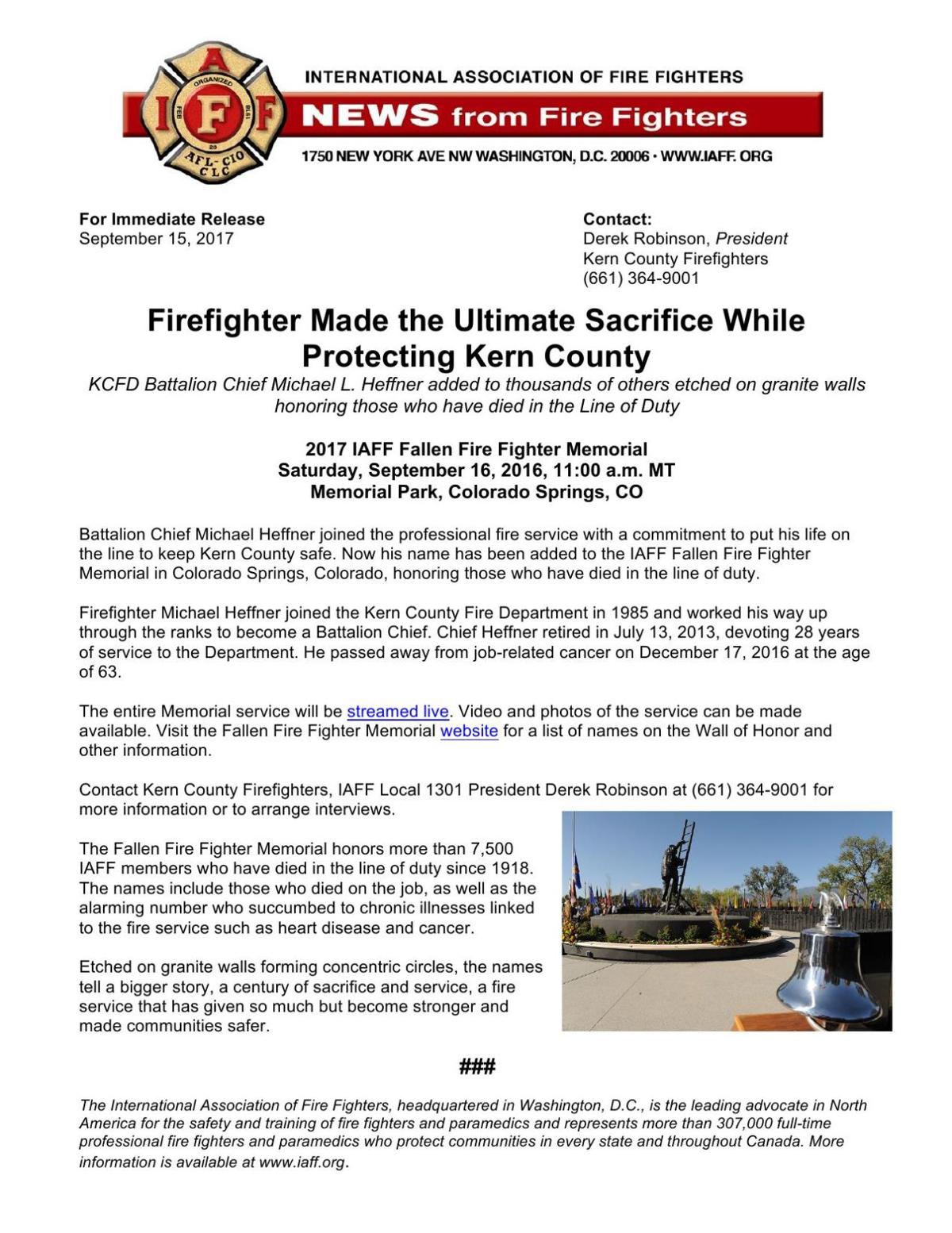 Firefighter Made The Ultimate Sacrifice While Protecting Kern County News Desertnews Com