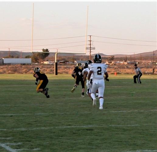 Bobcat #4 Dylan Kindschi heading into Foothill territory while Bobcat #2 Colton Boyett attempts to clear a path_.JPG