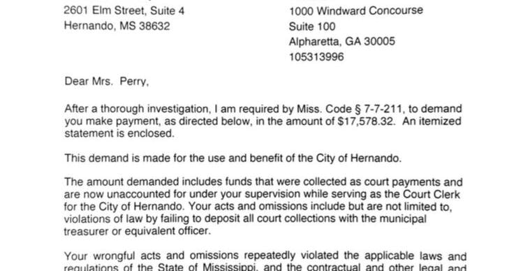 State auditor demands over $17,000 in unaccounted funds from Hernando court clerk, city clerk