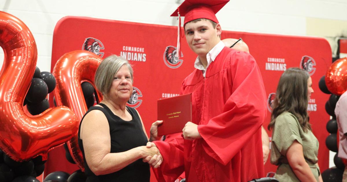 Comanche's Kanon Clift walks the stage 18 days after major car wreck
