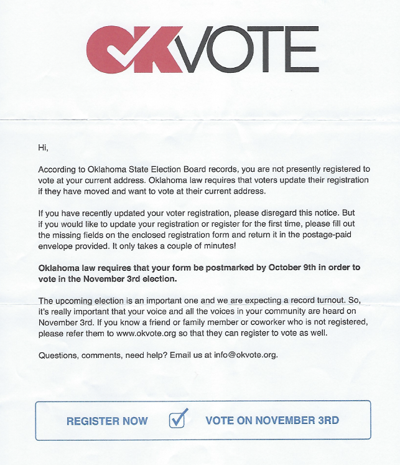 State Election Board Cautions Voters On Mailing From Okvote Community Duncanbanner Com