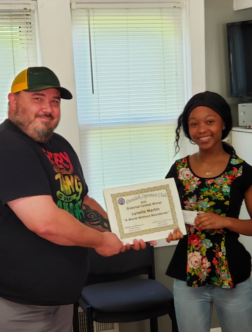 Martin wins Dundalk Optimist Oratorical Award