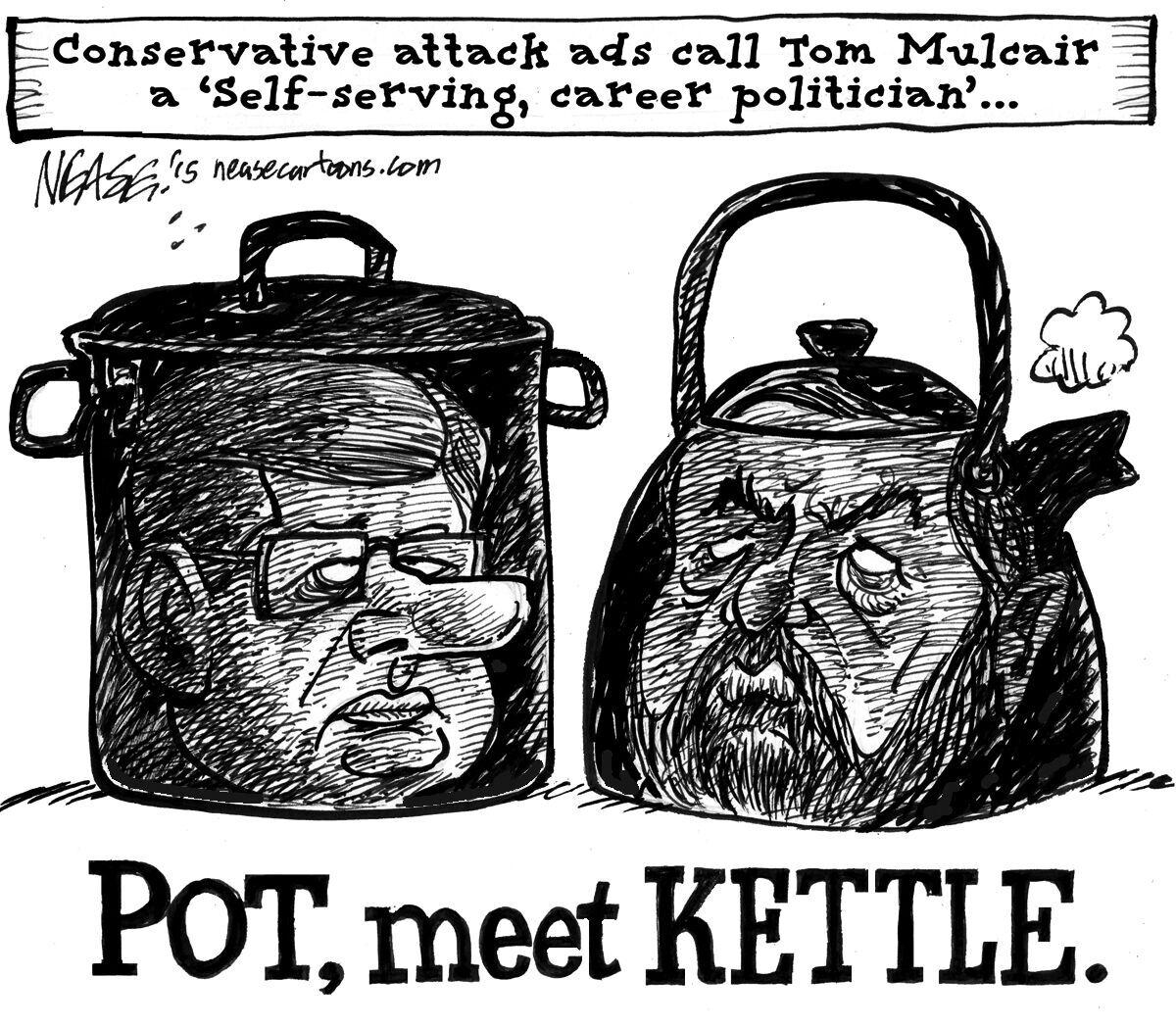 Pot calling the kettle black cartoon Royalty Free Vector