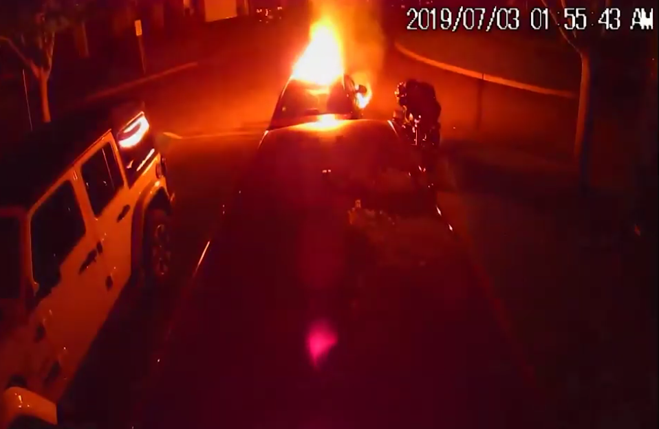 WATCH VIDEO NOW: Police release footage of arson suspect setting car ablaze