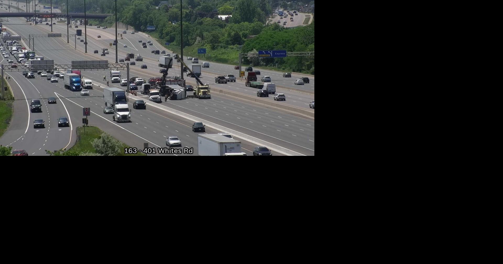 Tractor-trailer rollover closes Highway 401 in Pickering