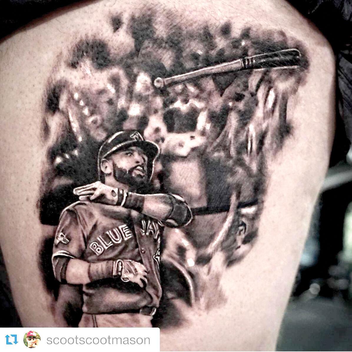 Fan who got Jose Bautista 'bat flip' tattoo has no regrets