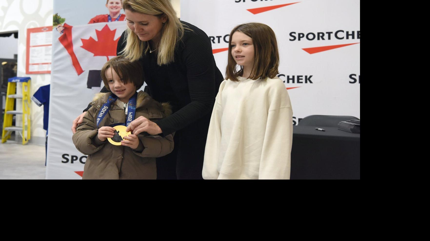 Hayley Wickenheiser celebrates Sport Chek reopening in Ajax
