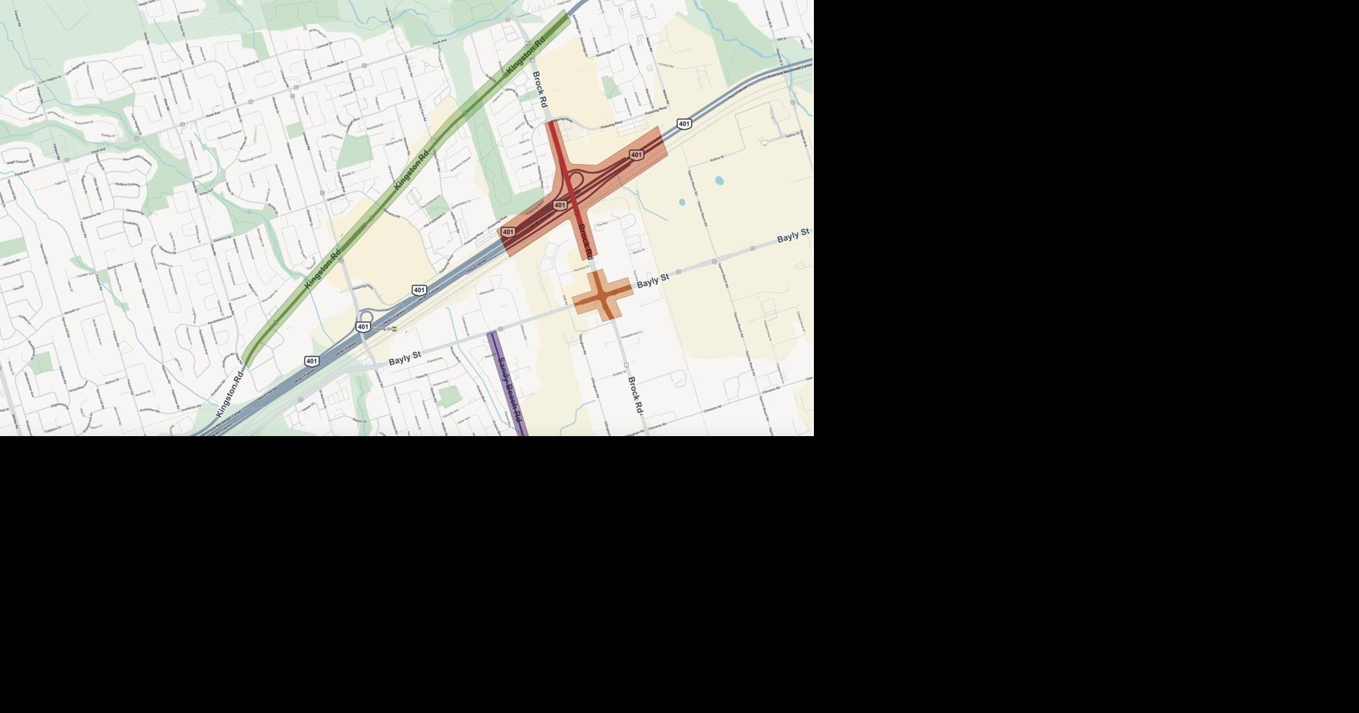 Highway 401 on-ramp at Brock Road in Pickering is closed