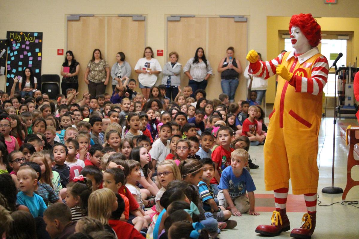 Ronald McDonald visits Metcalf Elementary for a special recognition