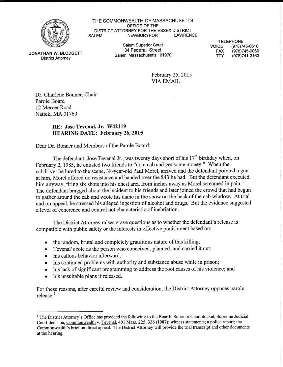 Sample Support Letter For Parole Board