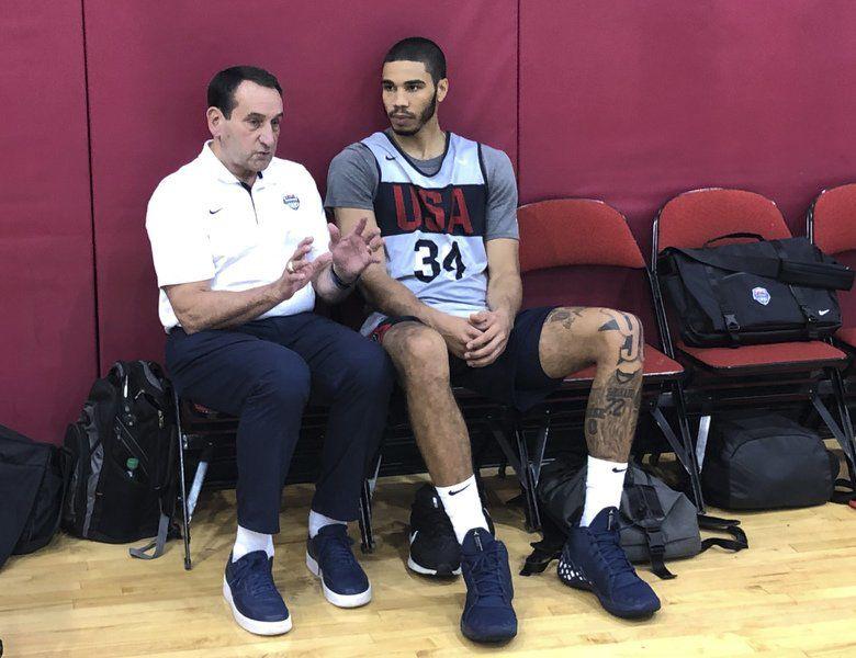 Krzyzewski Chats With Tatum Usa Basketball Team National Sports