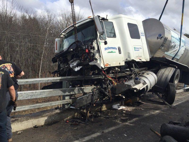 Dairy tanker accident backs up I93 for hours Estimated 100 gallons of diesel, vehicle debris