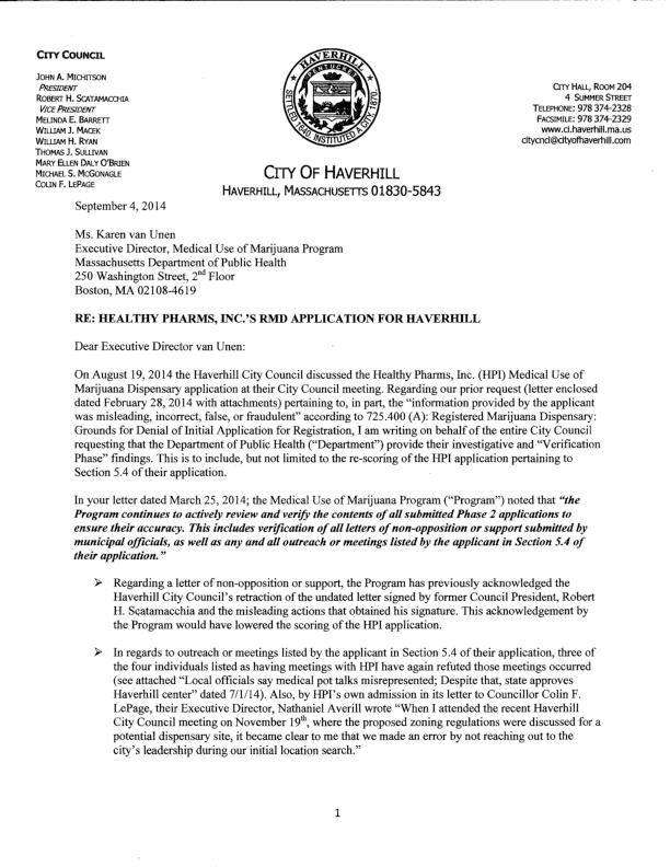 City Council Letters To DPH | | Eagletribune.com