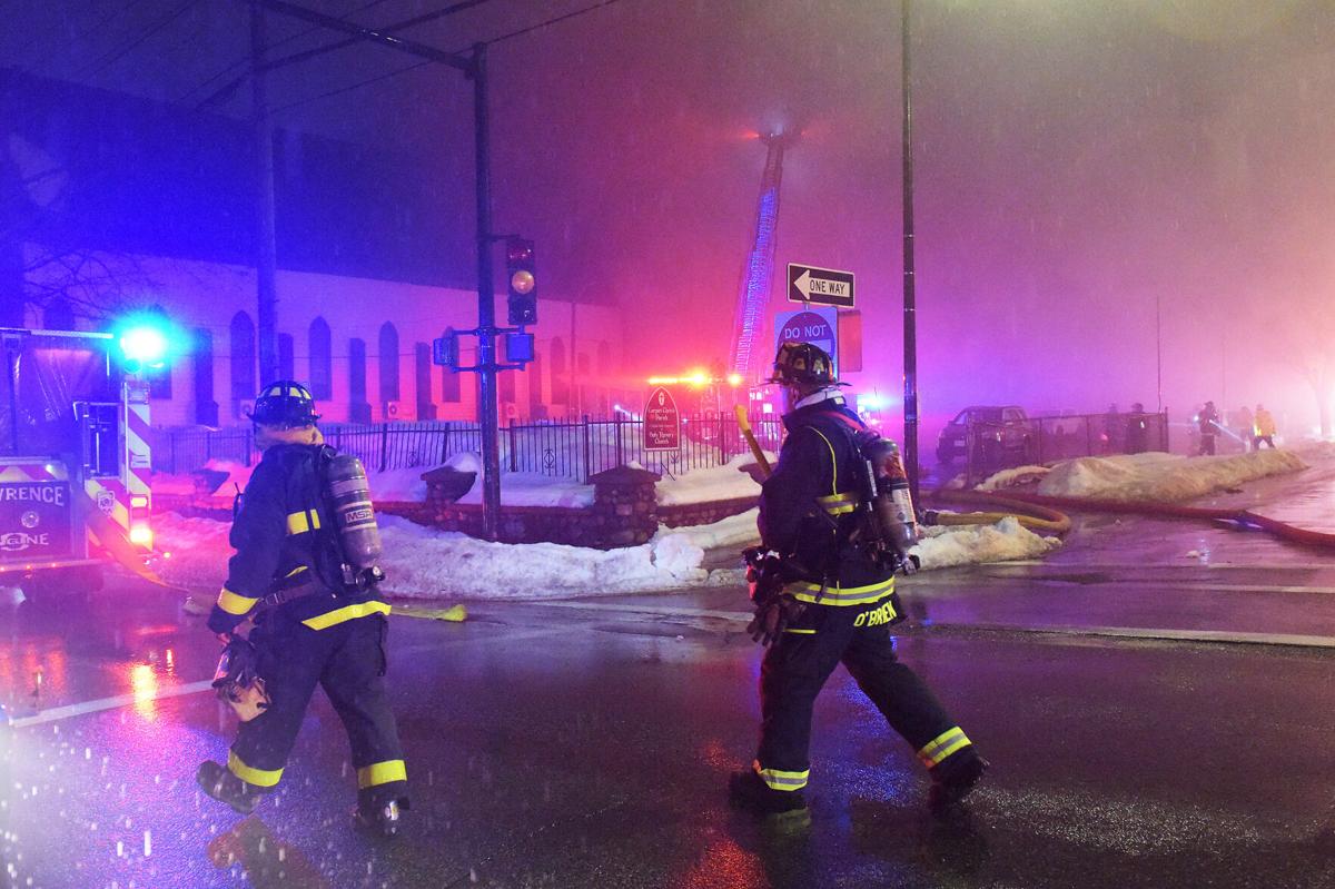 Firefighters battle blaze in church rectory for hours Monday night