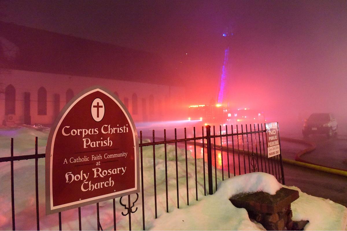 Firefighters battle blaze in church rectory for hours Monday night