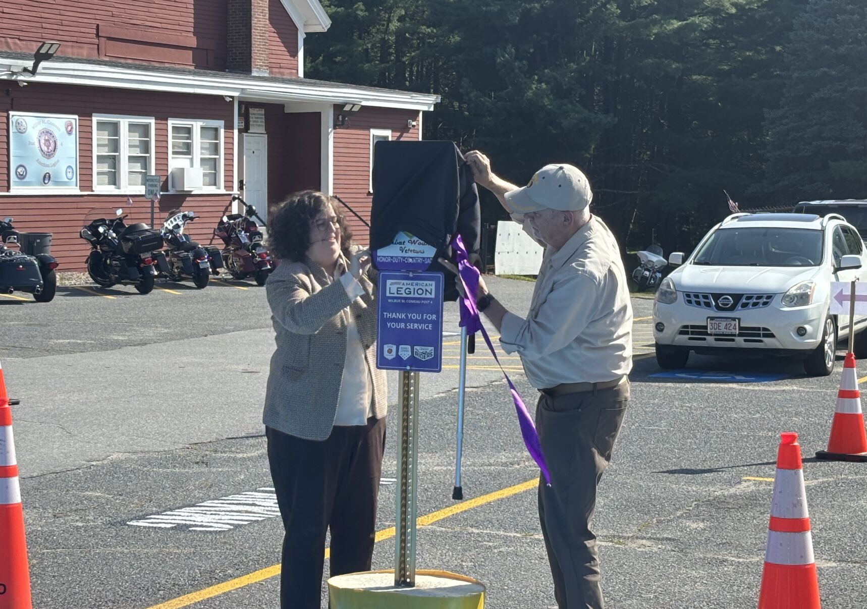 Veteran post unveils reserved parking for Purple Hearts