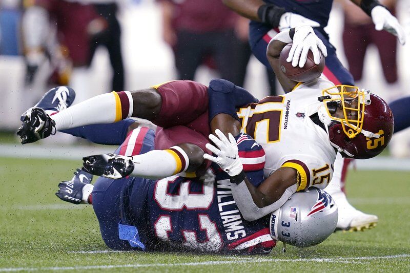 New England Patriots cornerback Joejuan Williams (33) following an