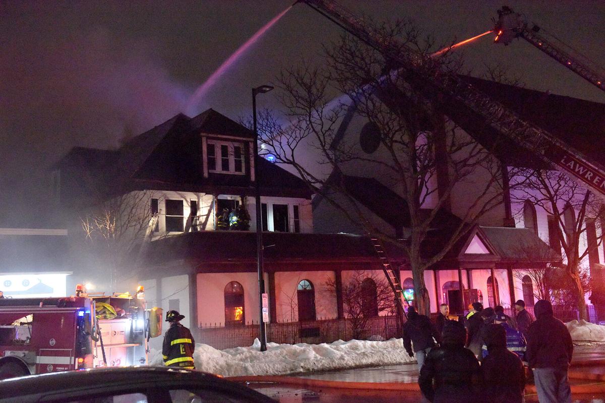 Firefighters battle blaze in church rectory for hours Monday night