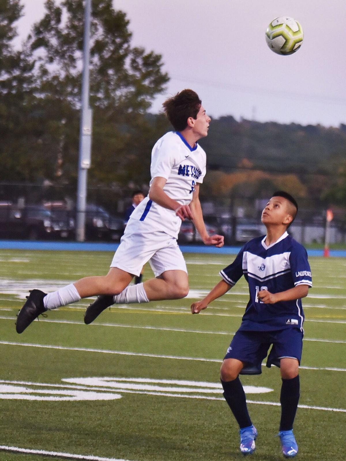 Methuen Rangers at Lawrence Lancers in boys soccer action