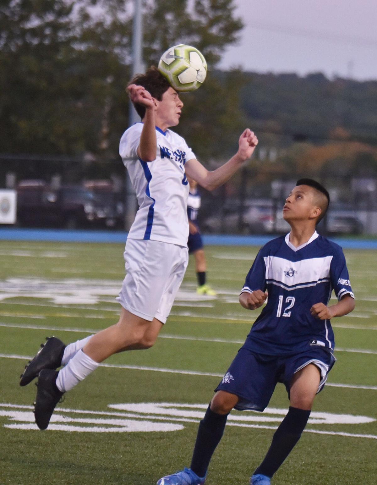 Methuen Rangers at Lawrence Lancers in boys soccer action
