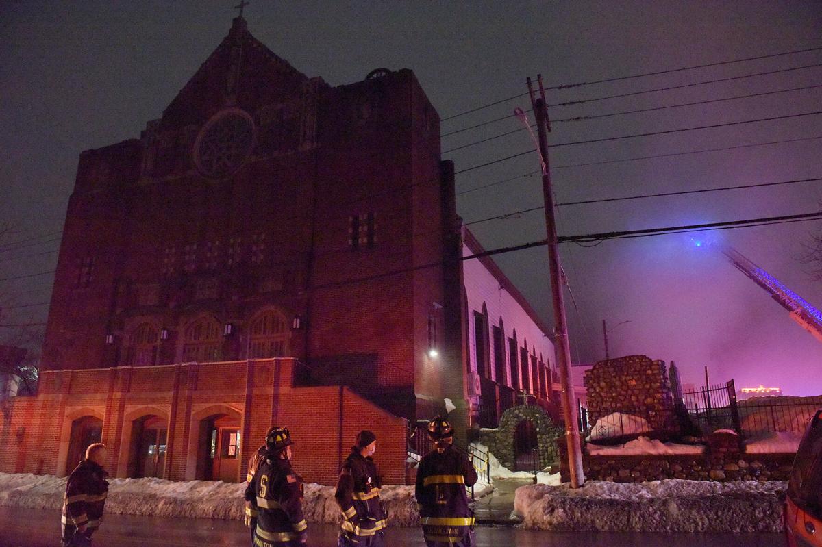 Firefighters battle blaze in church rectory for hours Monday night