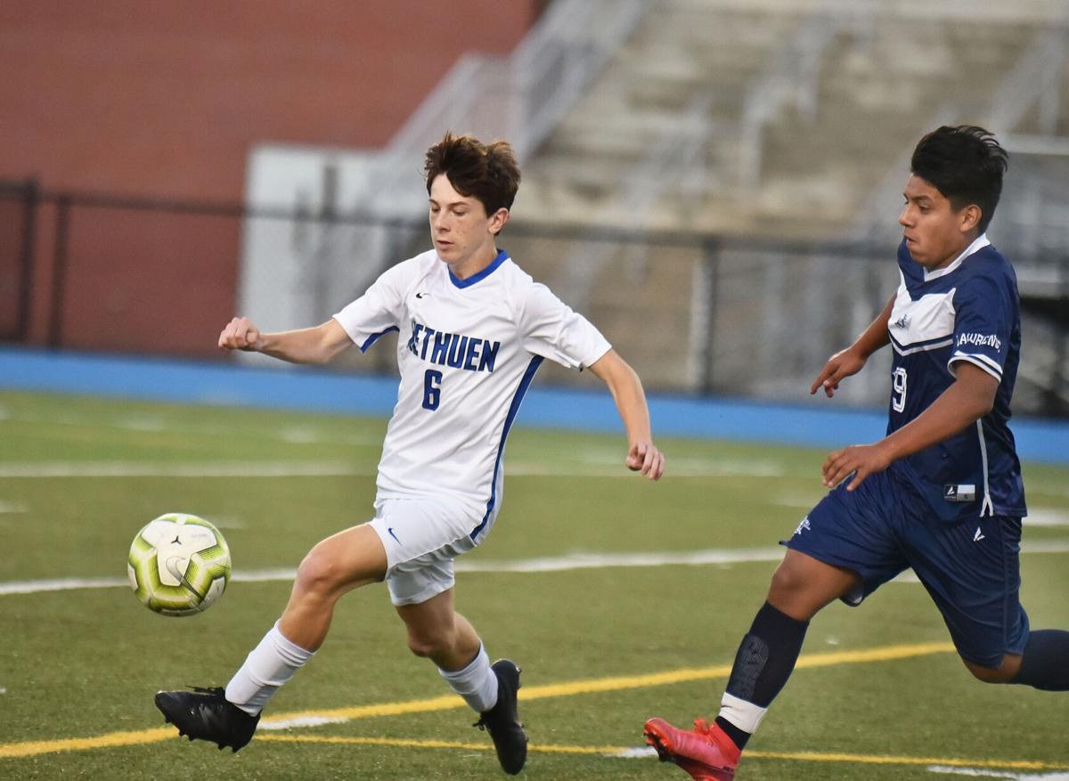 Methuen Rangers at Lawrence Lancers in boys soccer action