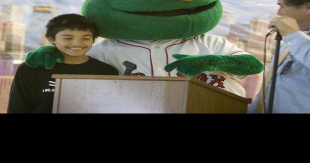 Wally the Green Monster visits Fall River students