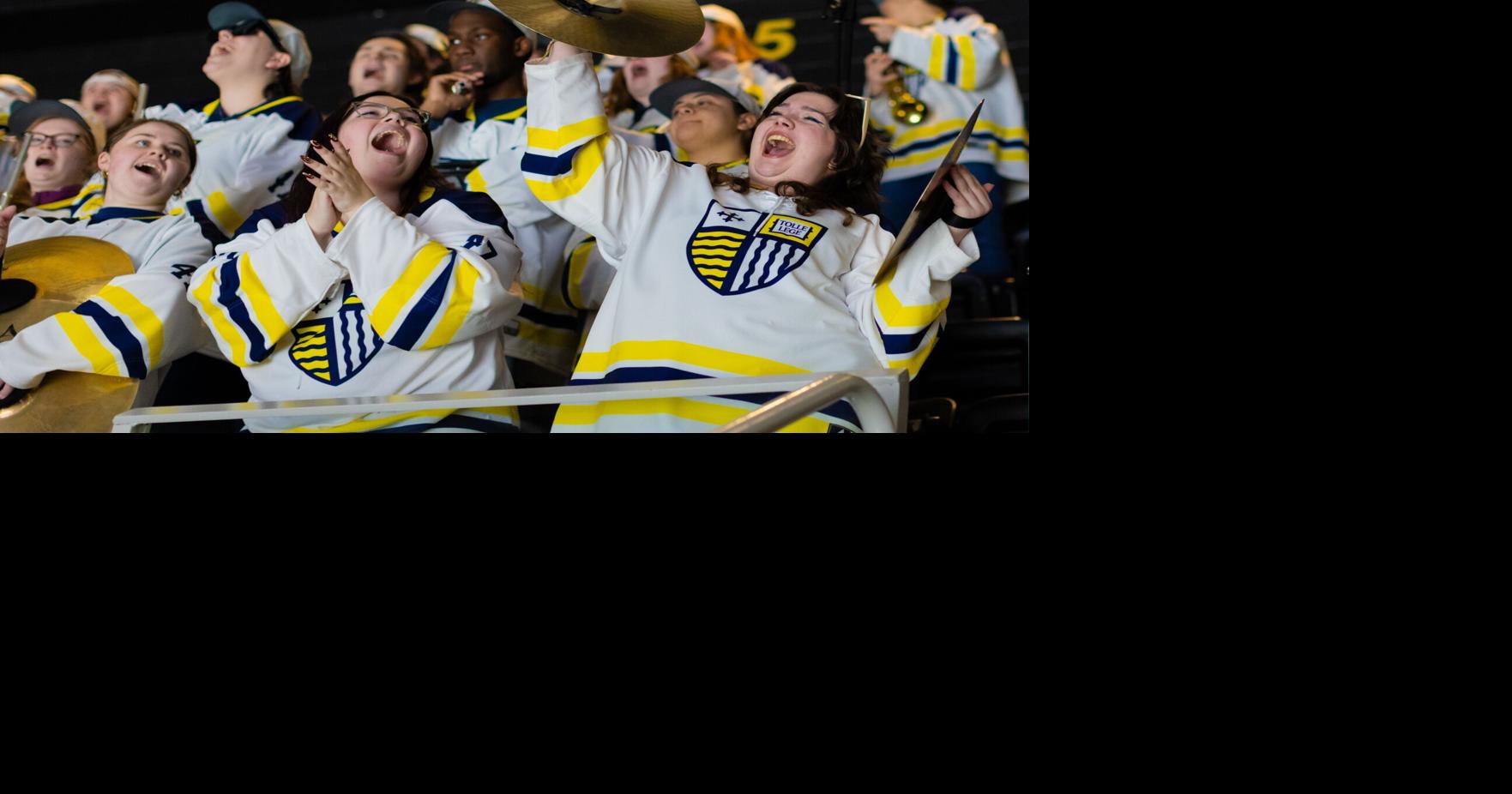 Adding 'Pep' to Merrimack's tourney run: Band flies with hockey team to South Dakota