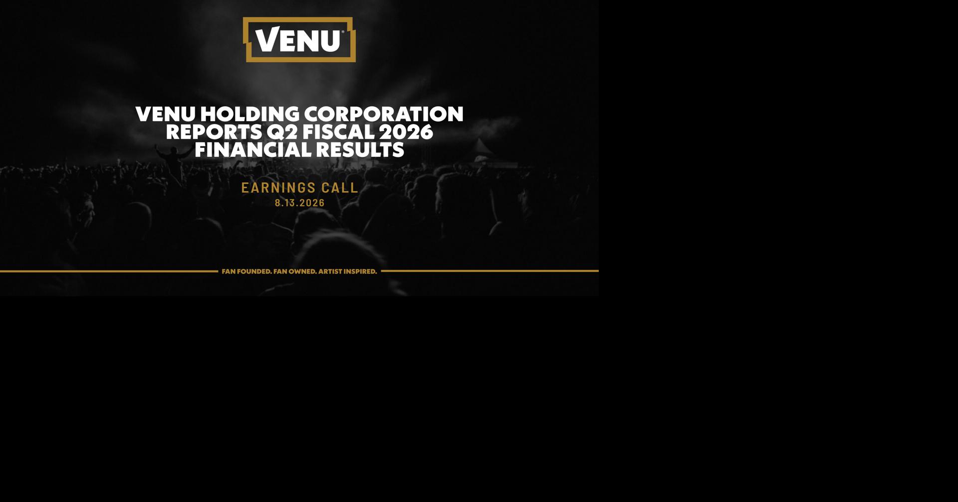 Venu Holding Corporation Reports Second Quarter Fiscal 2026 Financial Results