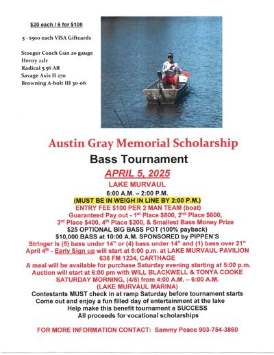Austin Gray Memorial Bass Tournament | Kgas | easttexastoday.com