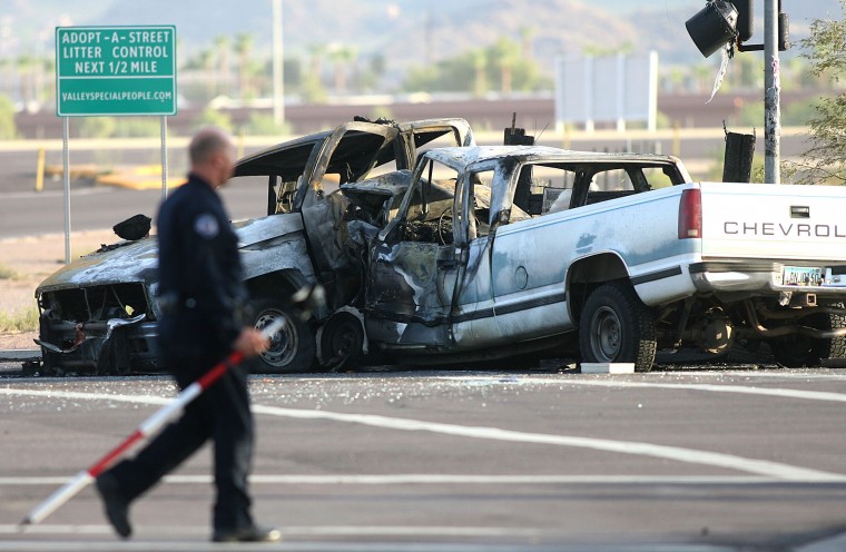 Driver dies in explosion after fiery collision with Mesa police ...