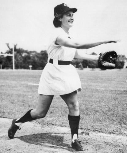 Professional baseball pitcher Mary Pratt, of the Rockford Peaches