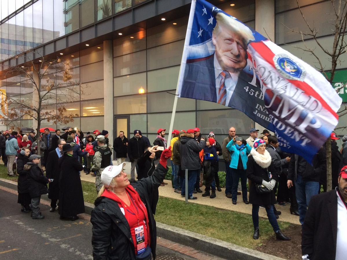 Supporter with Trump flag