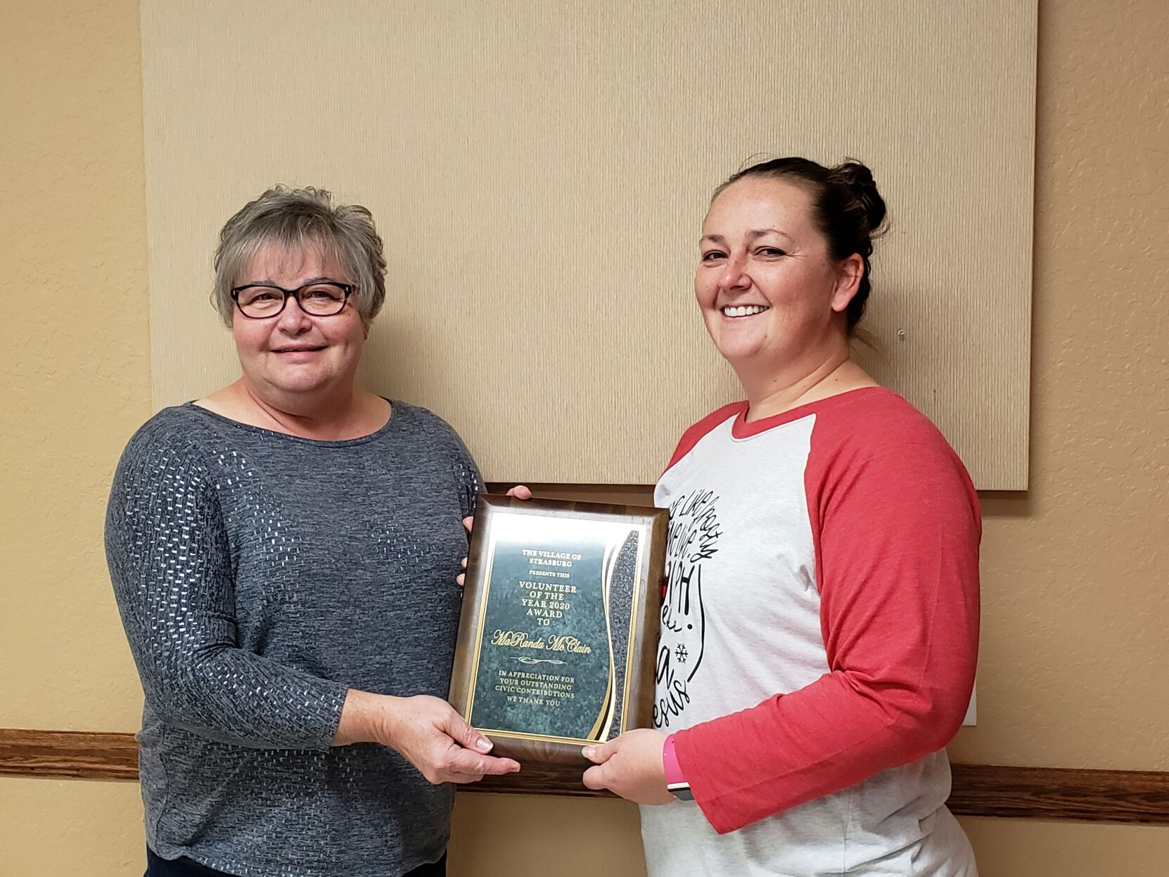 Strasburg names McClain Volunteer of the Year - Vimarsana News